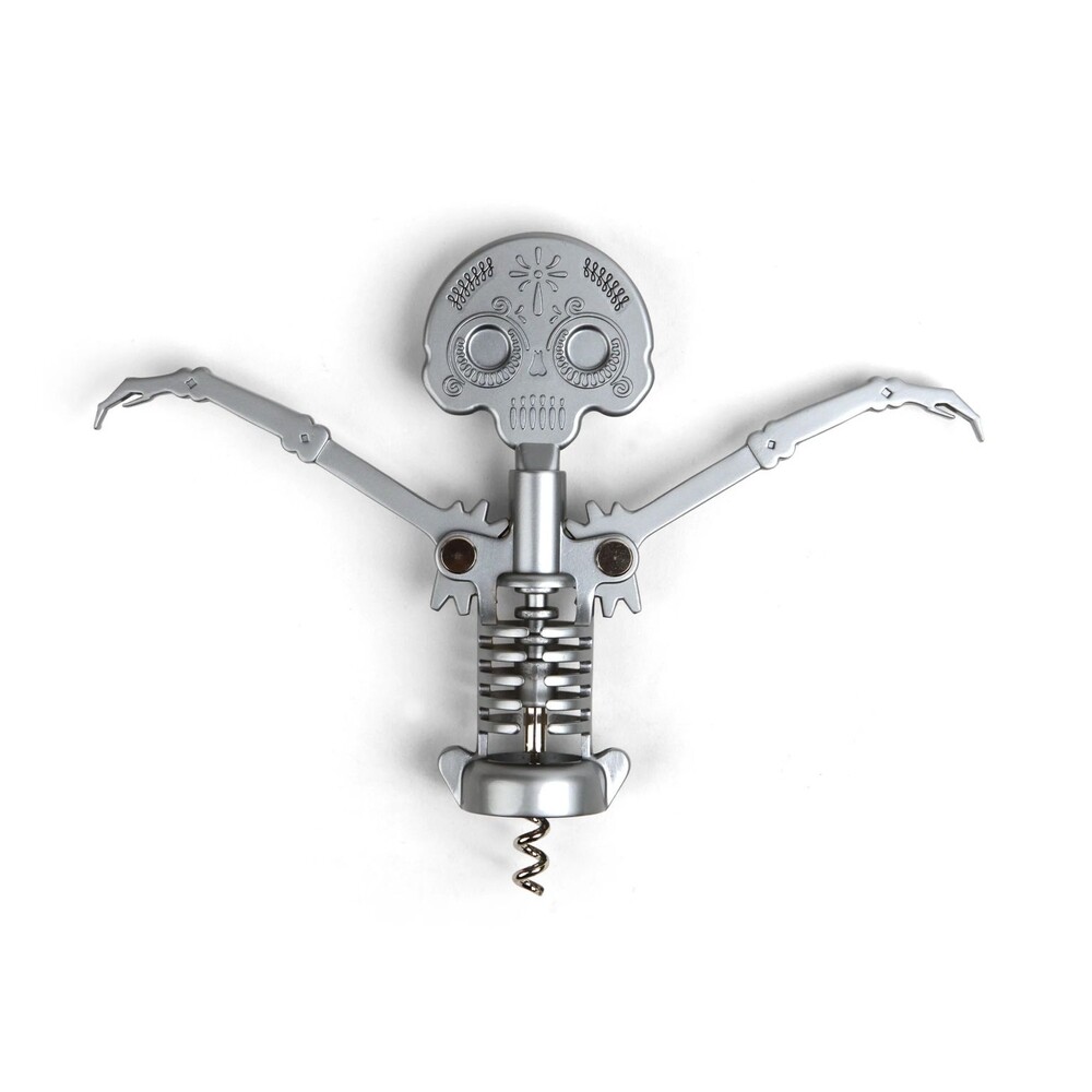 Kikkerland Day Of The Dead Corkscrew Bottle Opener Sugar Skull Skeleton